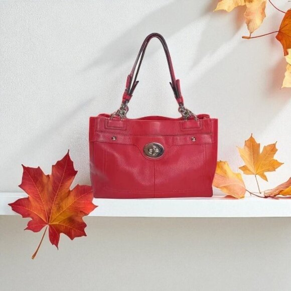 COACH Penelope red satchel /shoulder bag turnlock - Picture 1 of 12